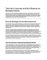 A Journey of Experience, Influence, and Success
