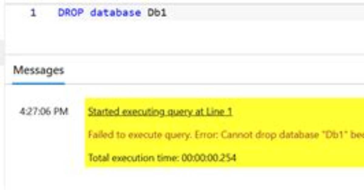 Cannot Drop Database Because It Is Currently in Use