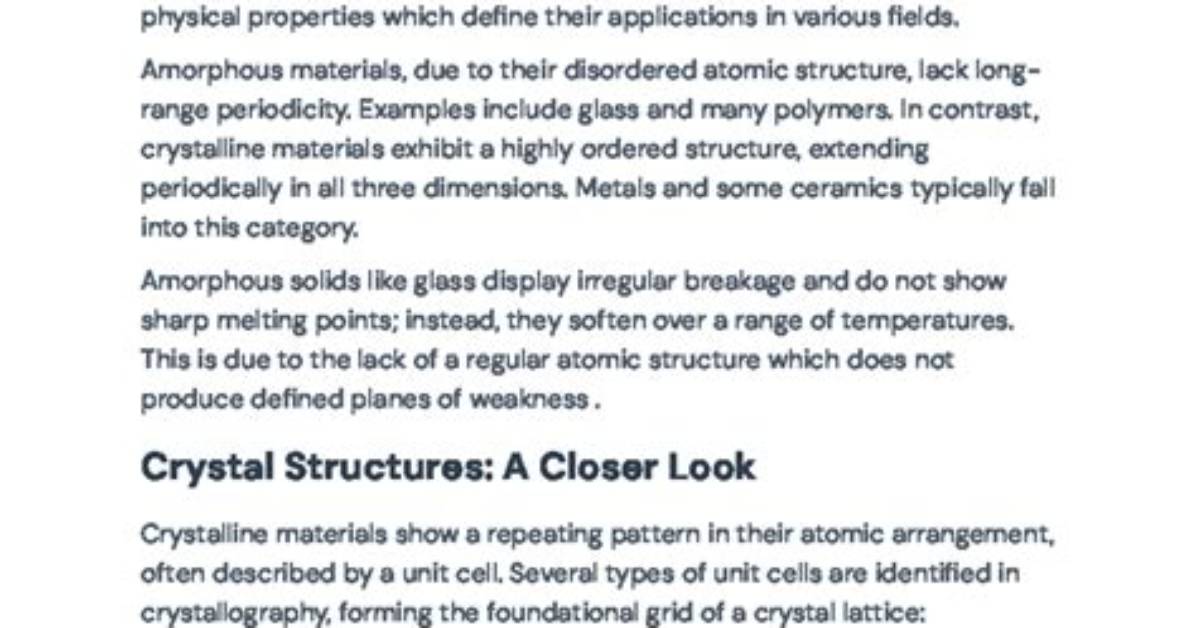 Understanding Amorphous: the Science and Applications of Non-Crystalline Solids